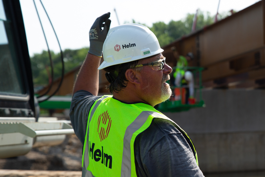 A Helm employee on site