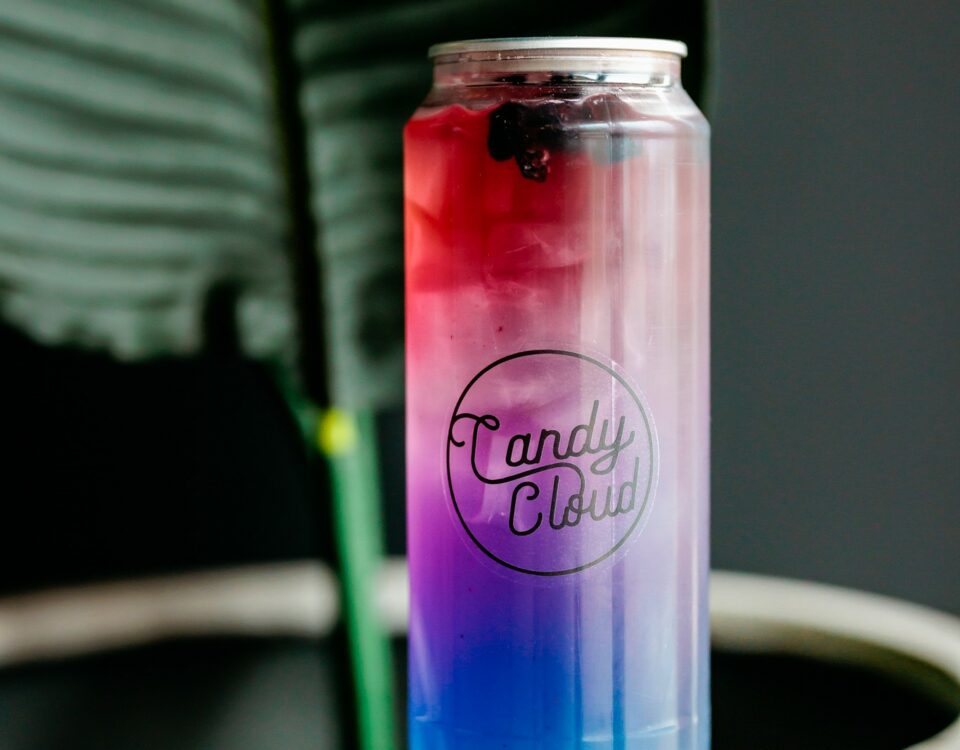 Candy Cloud canned drink with ombre colors