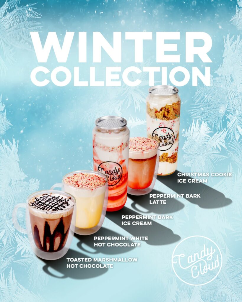 Candy Cloud Winter menu collection of five drinks